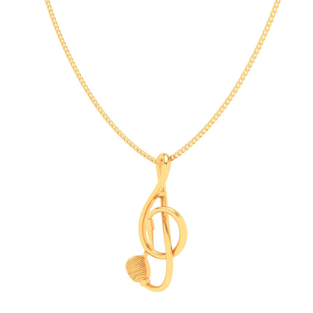 18KT Musical Note Microphone Jack Gold Pendant From Online Exclusive Collection - Image 5