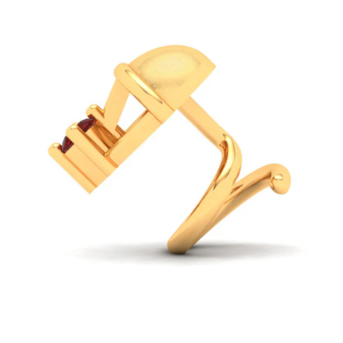 18KT Parachute Shape With A Red Stone Gold Nosepin From Online Exclusive Collection - Image 4