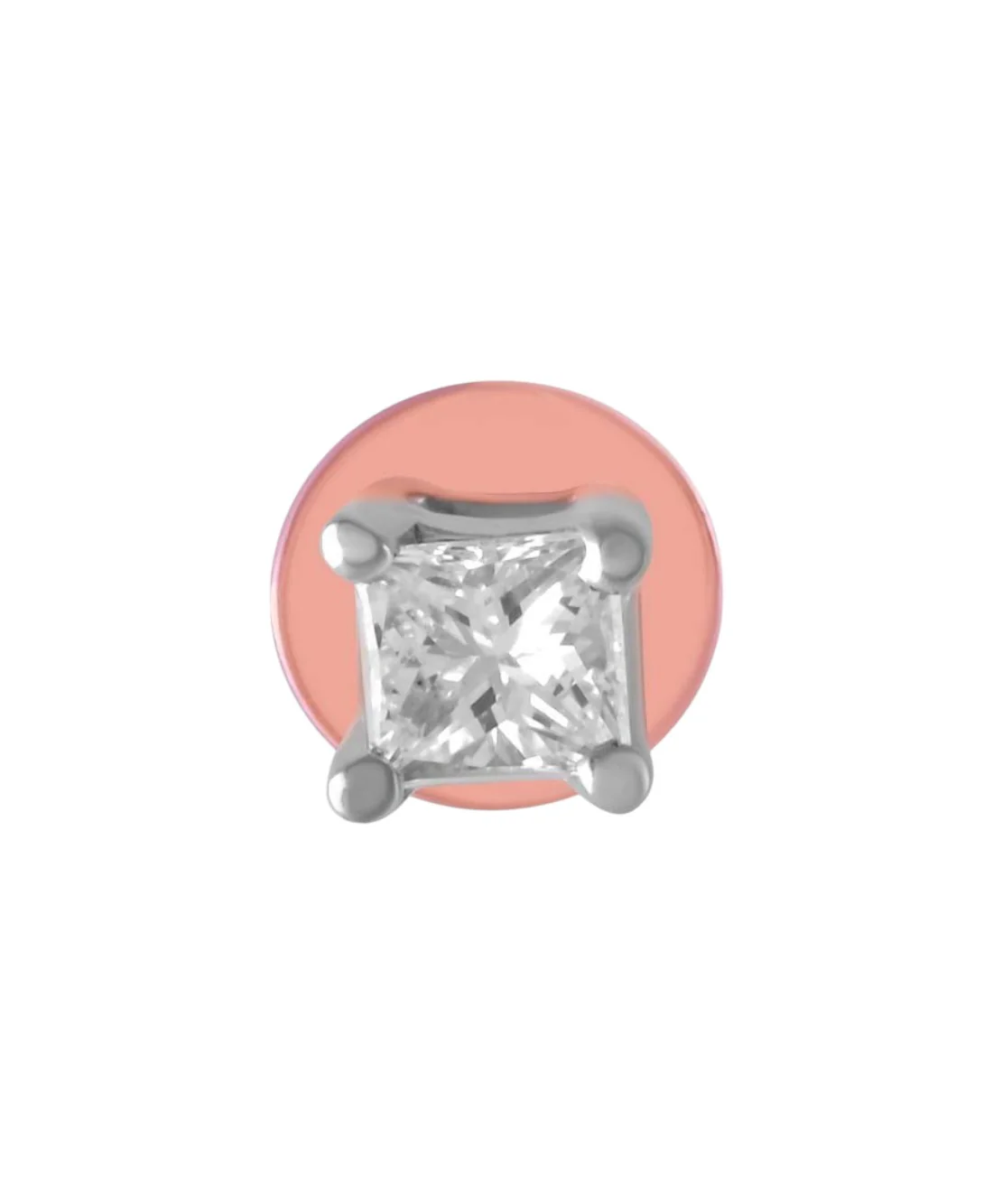 18KT Rose Gold Stud Mens Earring with Princess Cut Diamond – 0.05 ct | Lightweight Daily Wear | G-H Color | VS Clarity (Single Piece) - Image 2