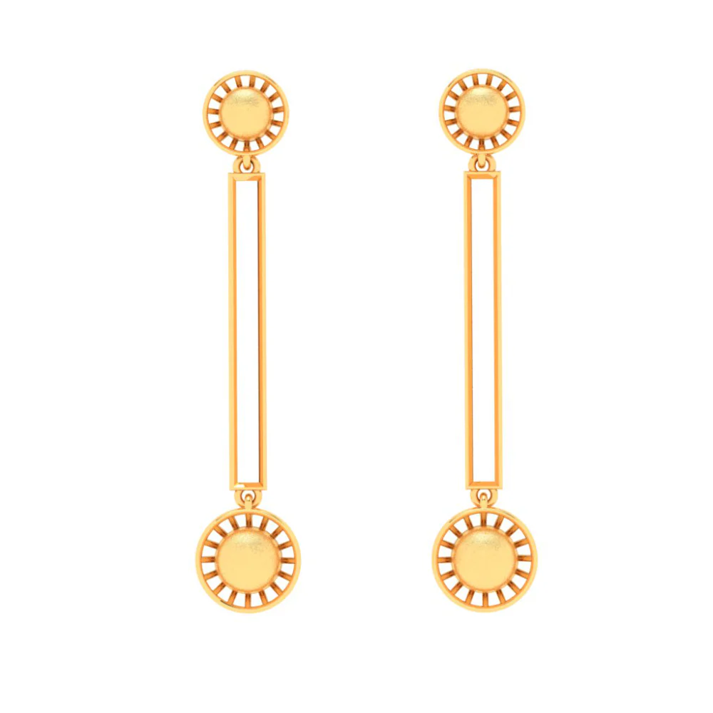 18KT Round Shape Gold Stud Earring With A Drop From Online Exclusive Collection