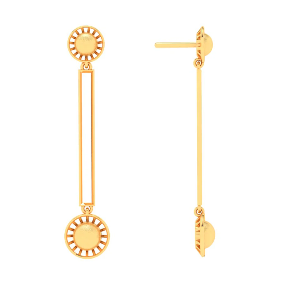 18KT Round Shape Gold Stud Earring With A Drop From Online Exclusive Collection - Image 3
