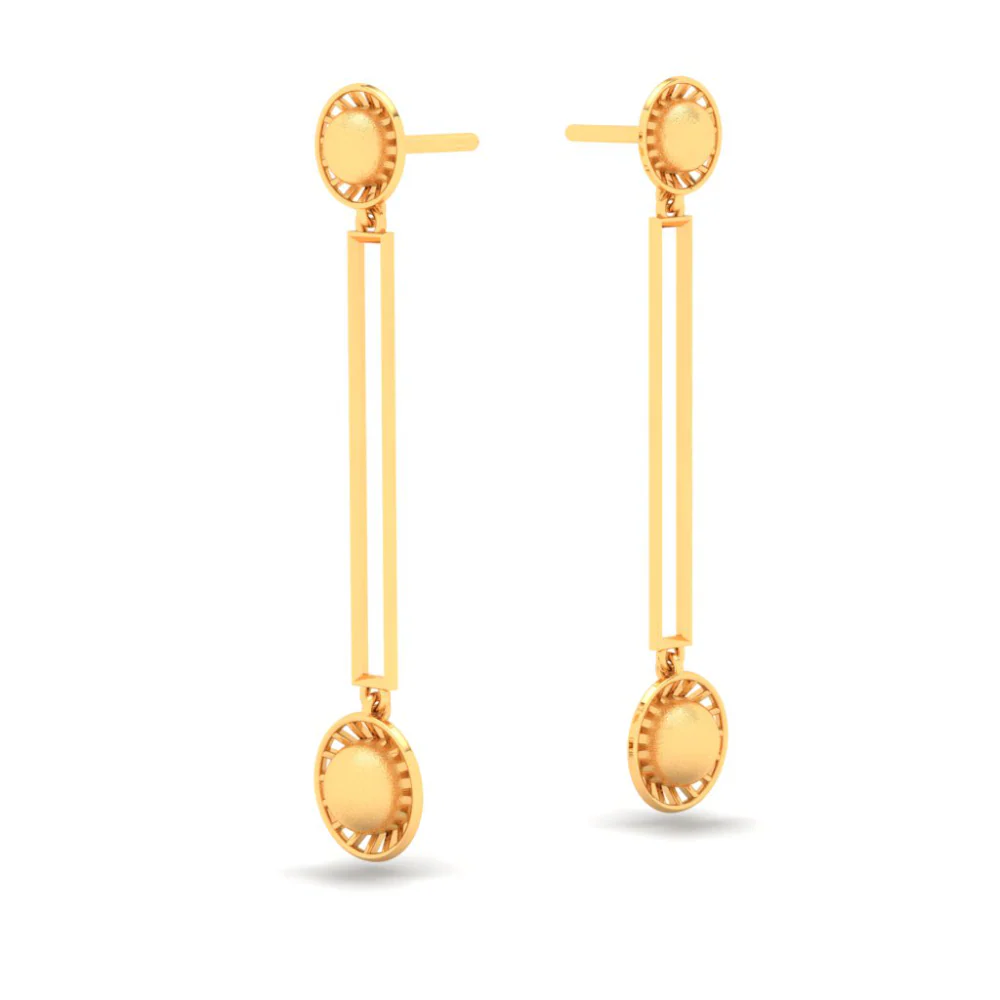 18KT Round Shape Gold Stud Earring With A Drop From Online Exclusive Collection - Image 5