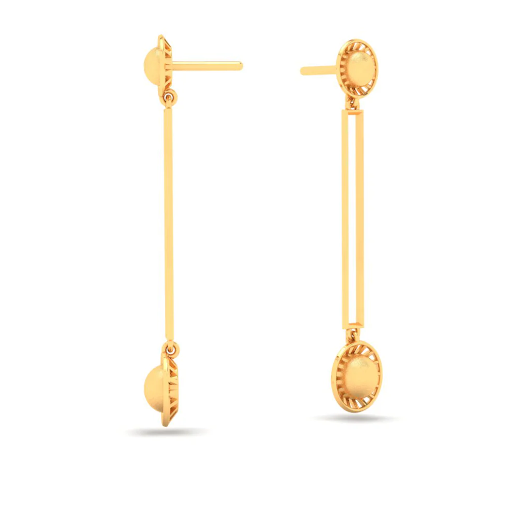 18KT Round Shape Gold Stud Earring With A Drop From Online Exclusive Collection - Image 6