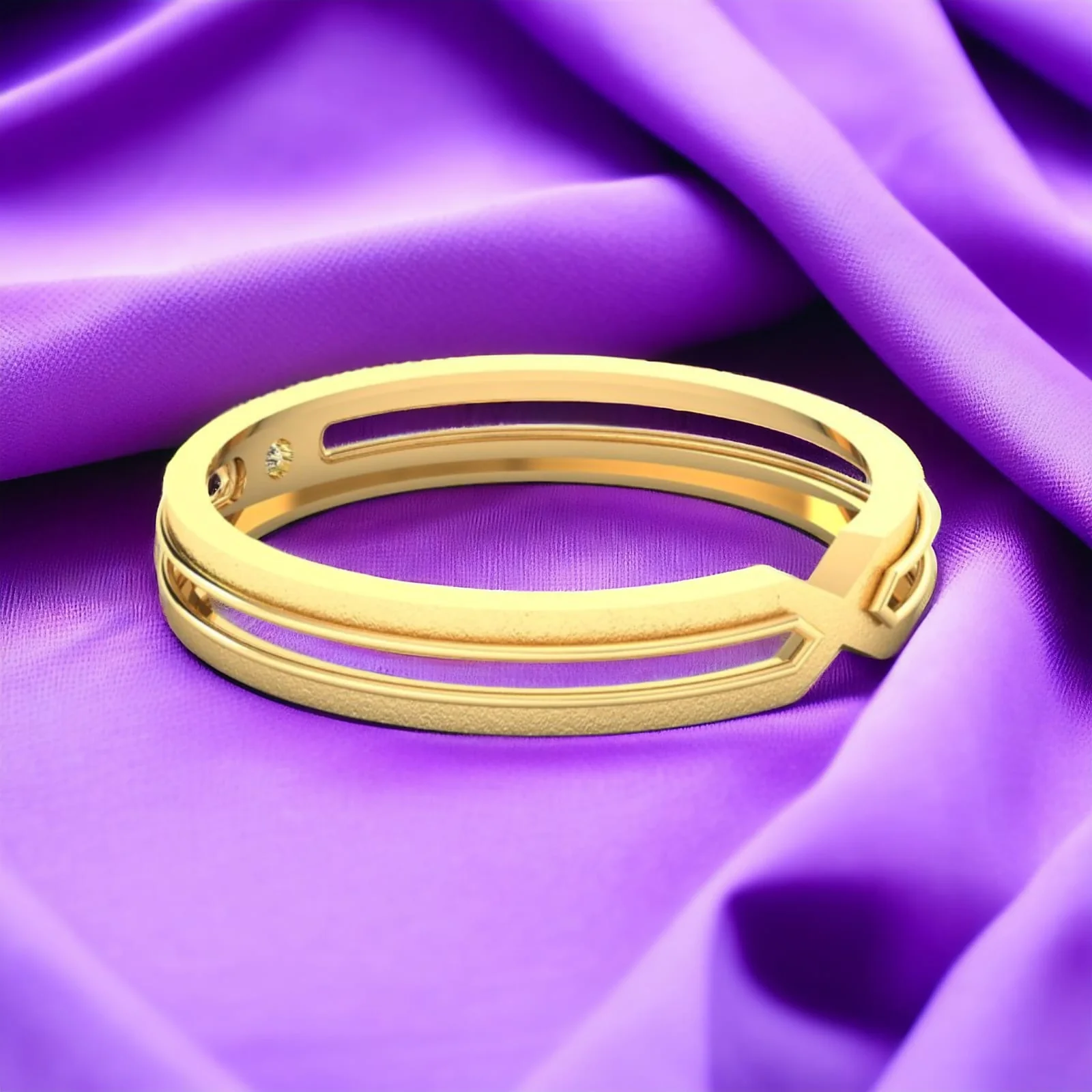 18KT Sophisticated Gold & Diamond Matte Finish Designer Band Ring for Women - Image 2