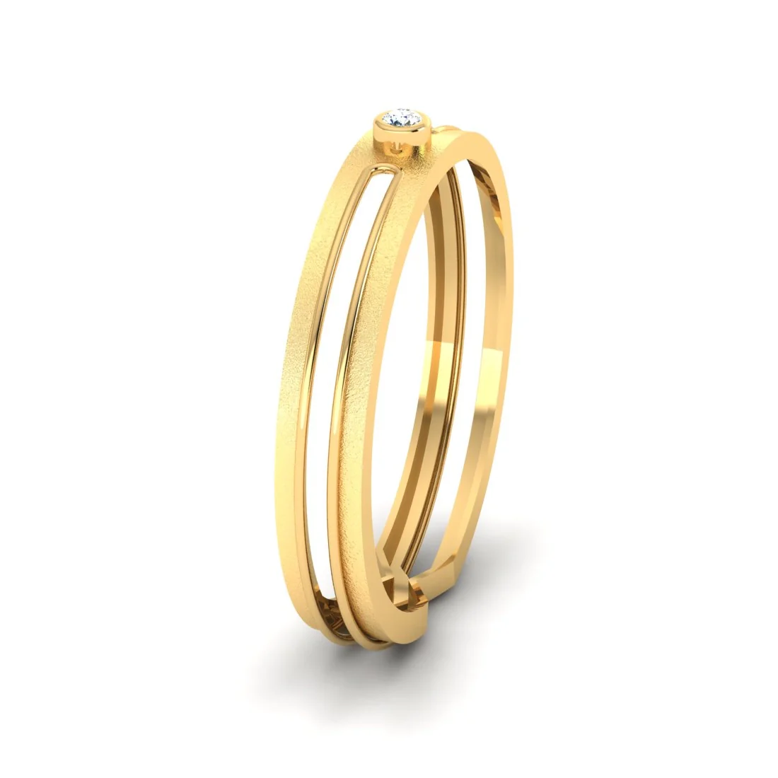 18KT Sophisticated Gold & Diamond Matte Finish Designer Band Ring for Women - Image 3
