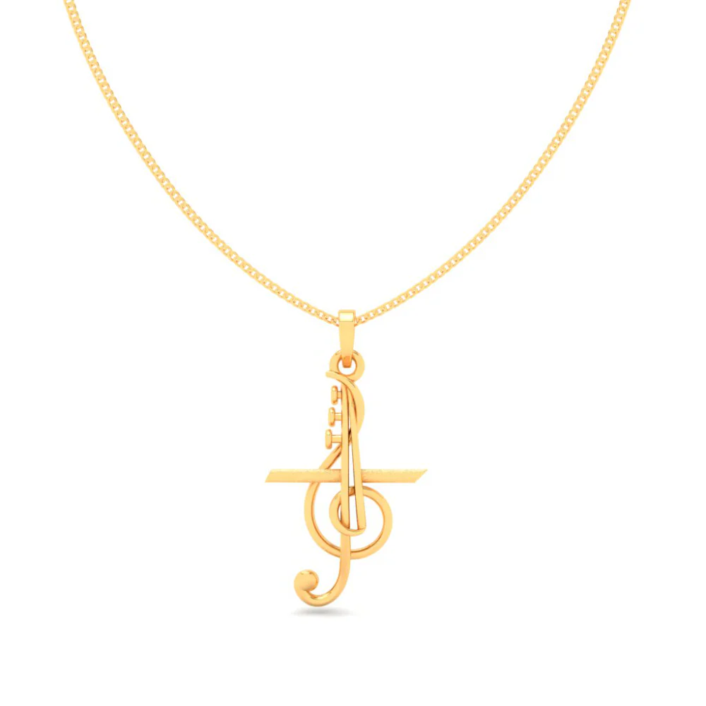 18KT Special Musical Note Gold Pendant From Online Exclusive Collection - Image 4