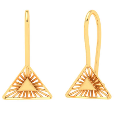 18KT Triangle Shape Gold Drop Earring From Online Exclusive Collection - Image 2