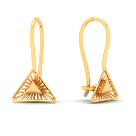 18KT Triangle Shape Gold Drop Earring From Online Exclusive Collection - Image 5
