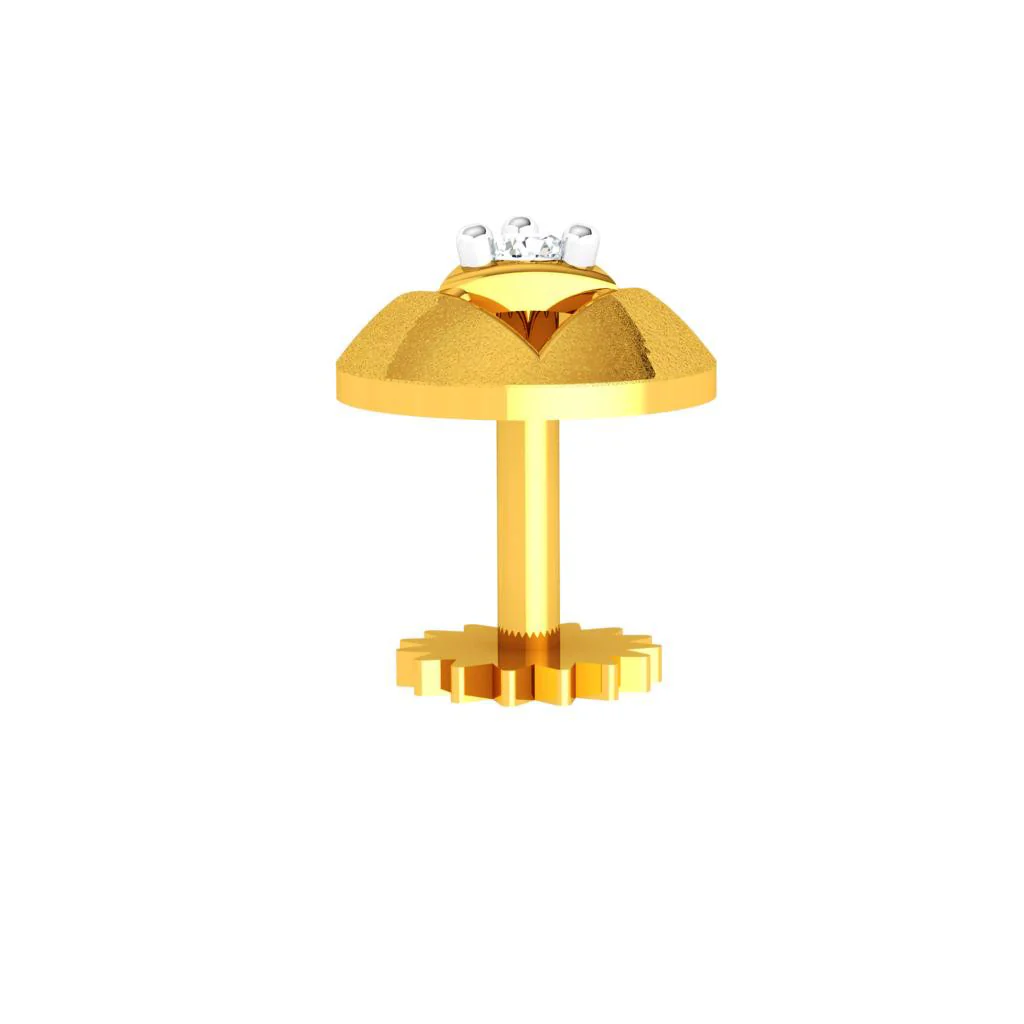 18KT Triangle Themed Gold & Diamond Nose Pin Design - Image 4
