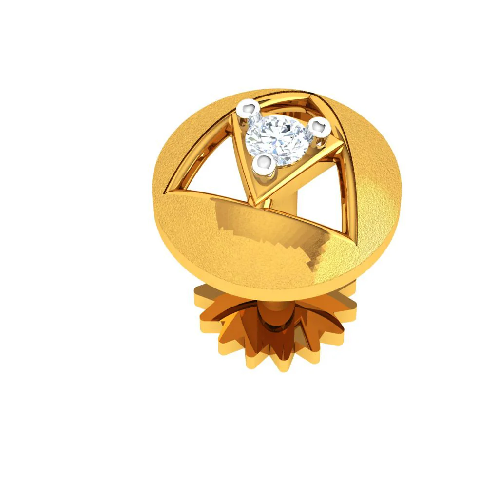 18KT Triangle Themed Gold & Diamond Nose Pin Design - Image 5