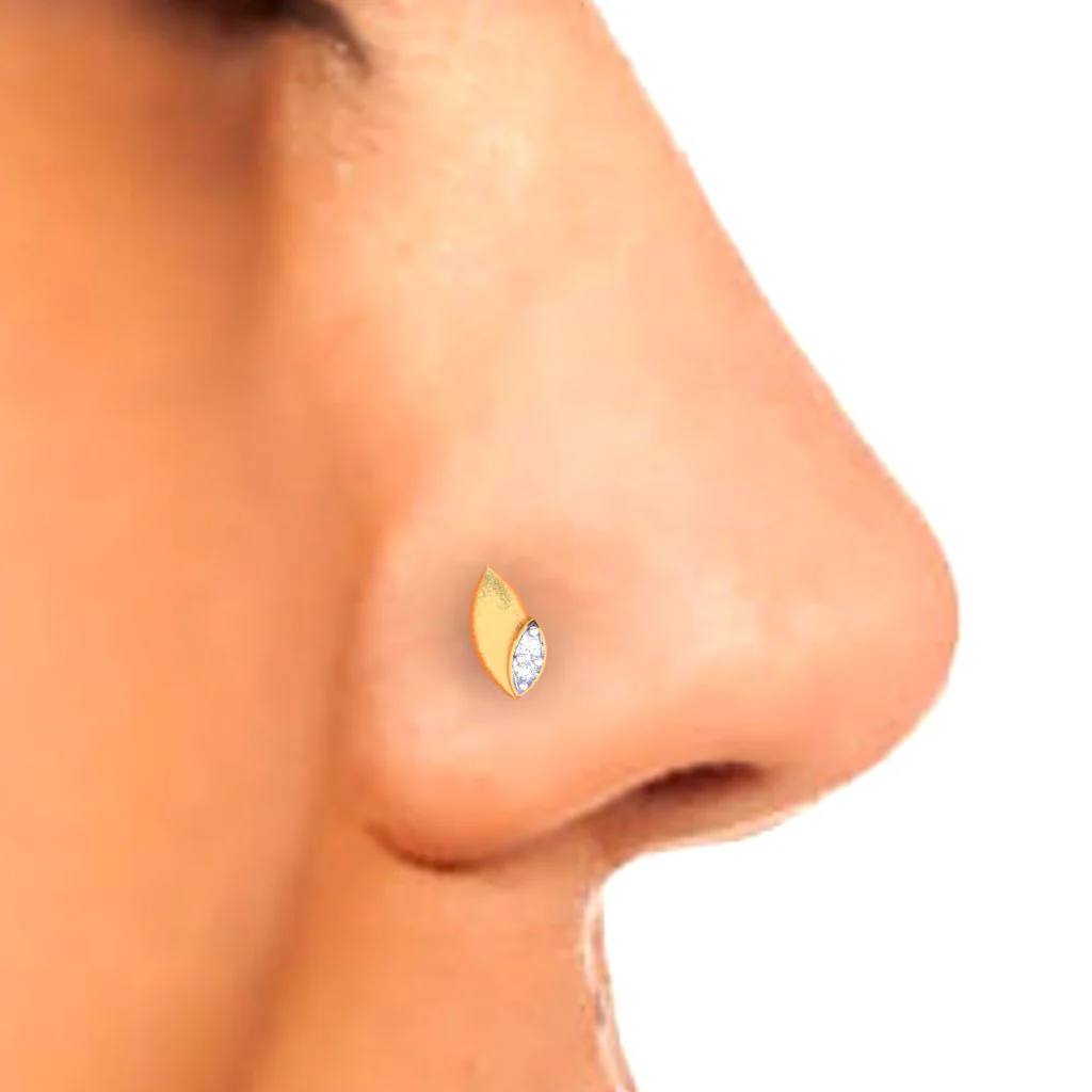18KT Two Leaf Shape With A Yellow Stone Gold Nosepin From P.c Chandra Jewellers - Image 7