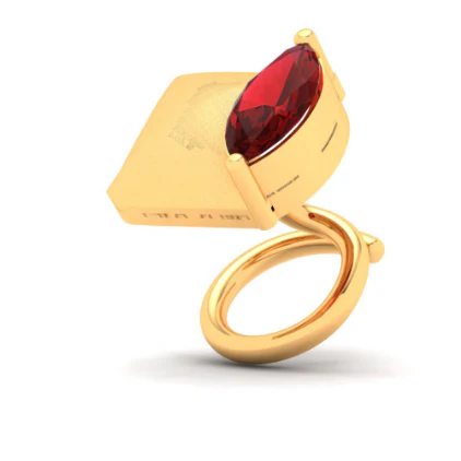 18KT Unique Shape Gold Nosepin With A Leaf Shape Red Stone From Online Exclusive Collection - Image 4