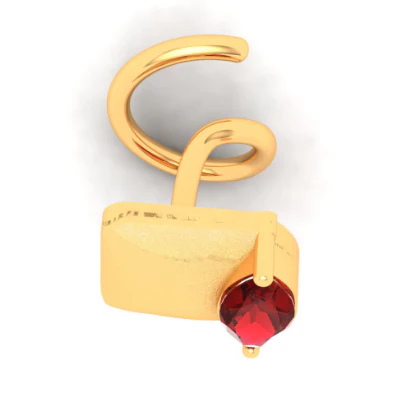 18KT Unique Shape Gold Nosepin With A Leaf Shape Red Stone From Online Exclusive Collection - Image 6