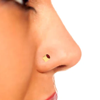 18KT Unique Shape Gold Nosepin With A Leaf Shape Red Stone From Online Exclusive Collection - Image 7