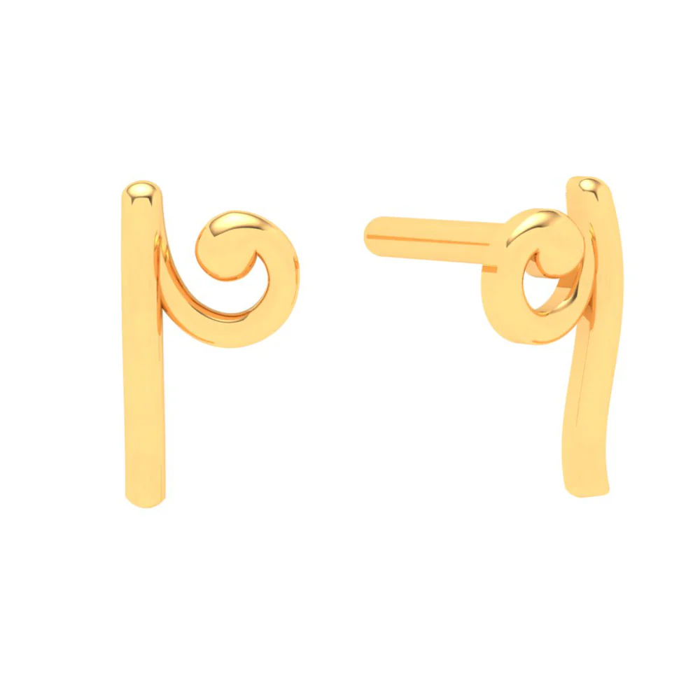 18KT Unique Shape Gold Stud Earrings From Online Exclusive Collection - Image 2