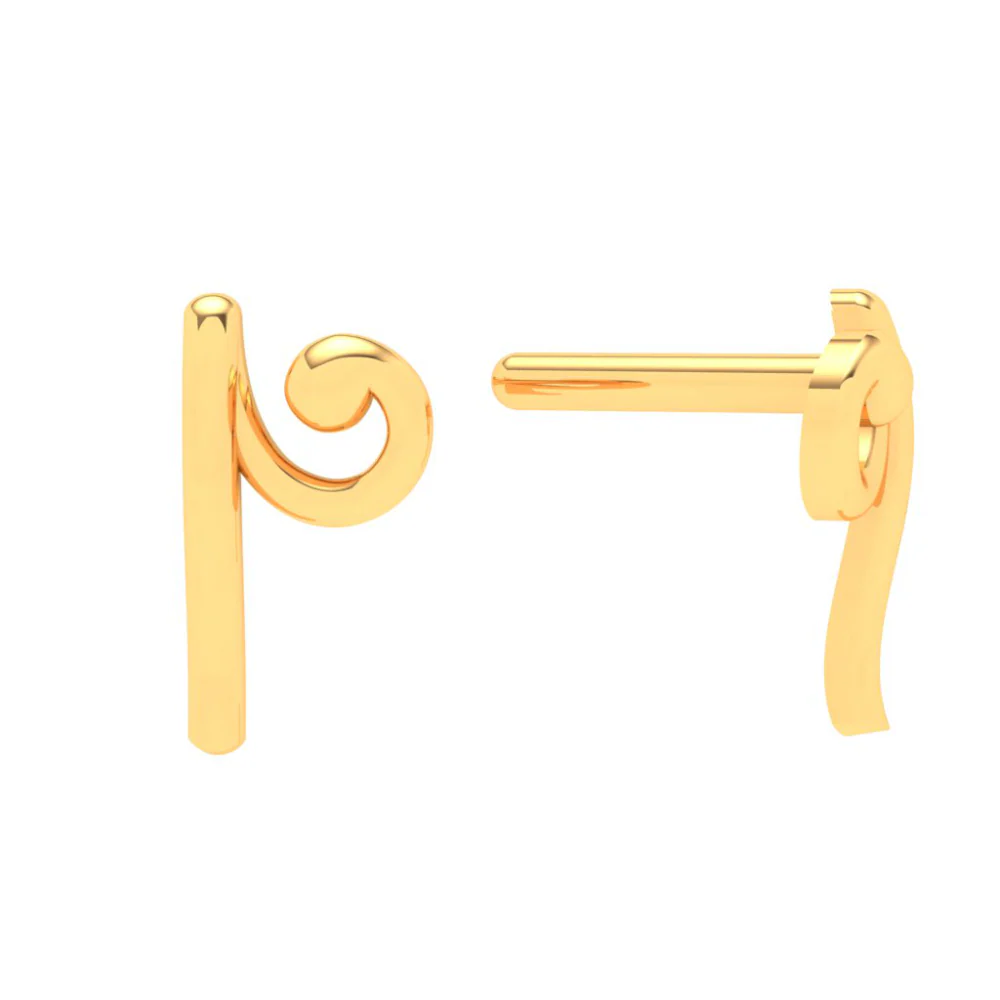 18KT Unique Shape Gold Stud Earrings From Online Exclusive Collection - Image 3