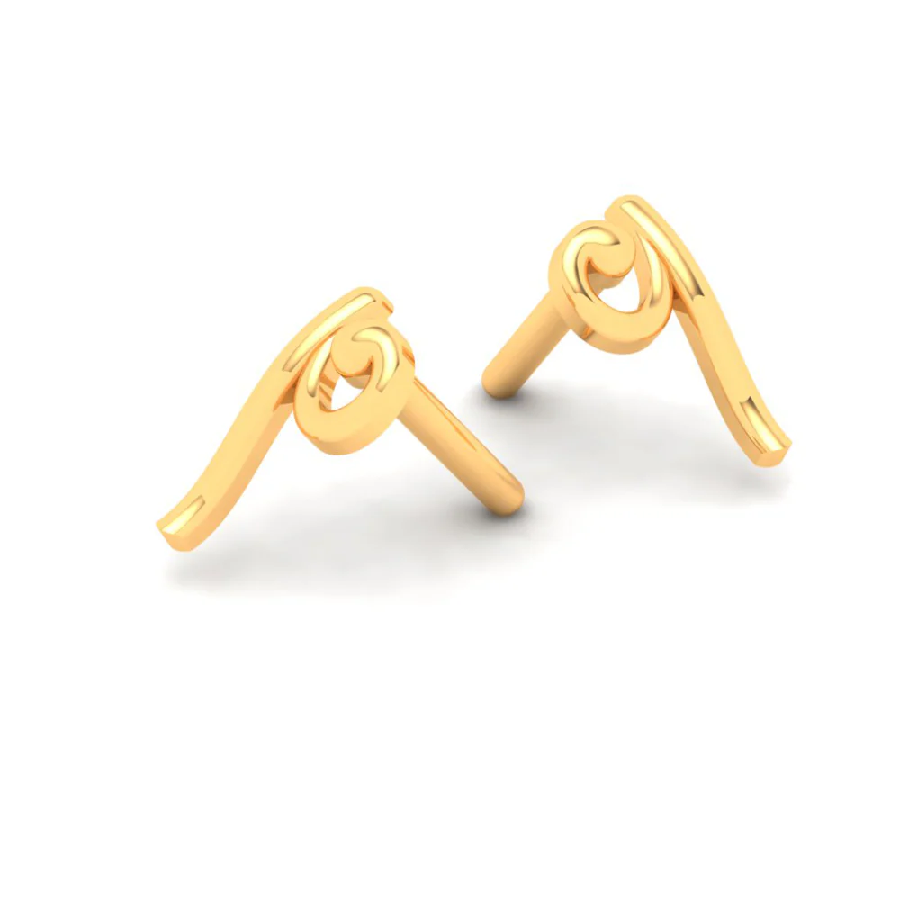 18KT Unique Shape Gold Stud Earrings From Online Exclusive Collection - Image 4