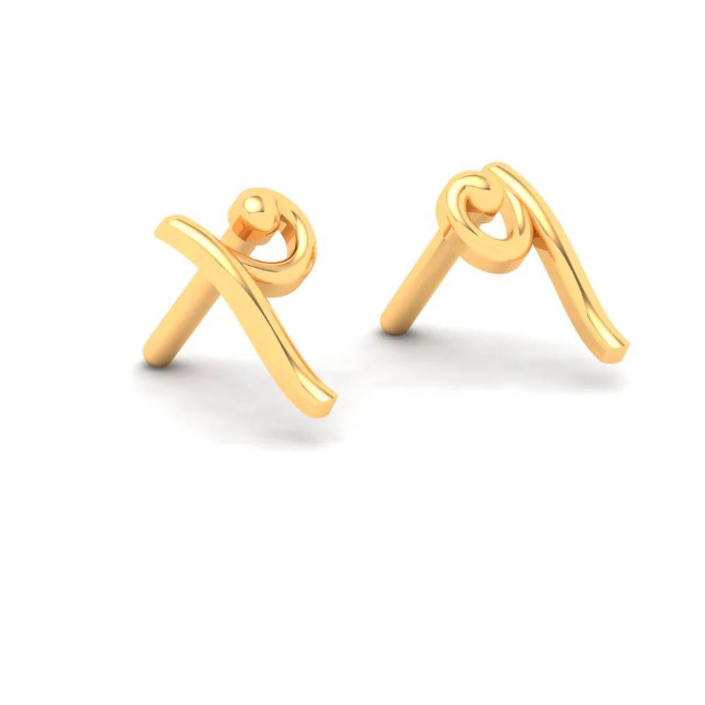 18KT Unique Shape Gold Stud Earrings From Online Exclusive Collection - Image 5