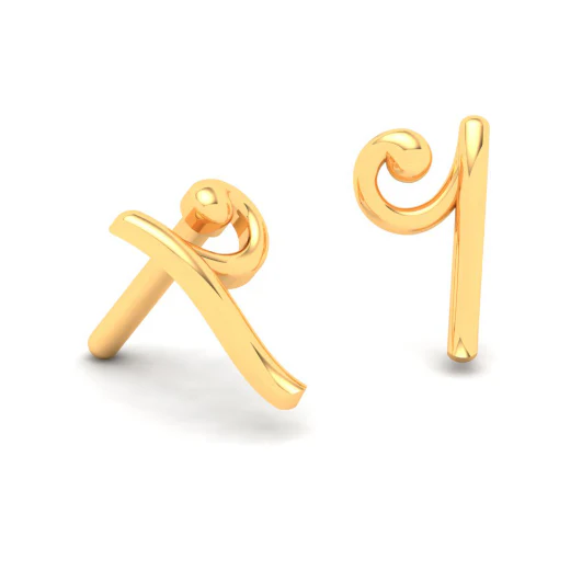 18KT Unique Shape Gold Stud Earrings From Online Exclusive Collection - Image 6