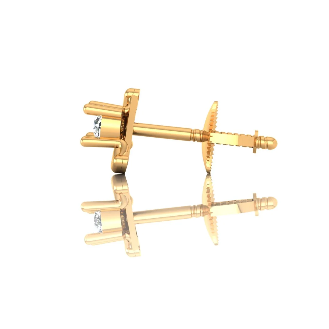 18KT Yellow Gold & Certified Natural Diamond EterKnight Crescent Design Stud Earring for Men's (Single Piece) - Image 2