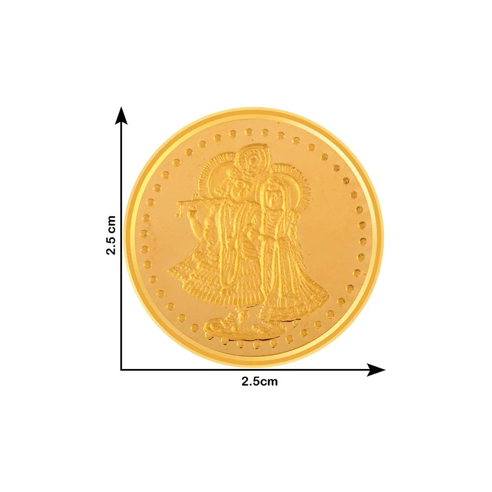 22k (916) 10 Gm Radha-krishna Yellow Gold Coin - Image 3