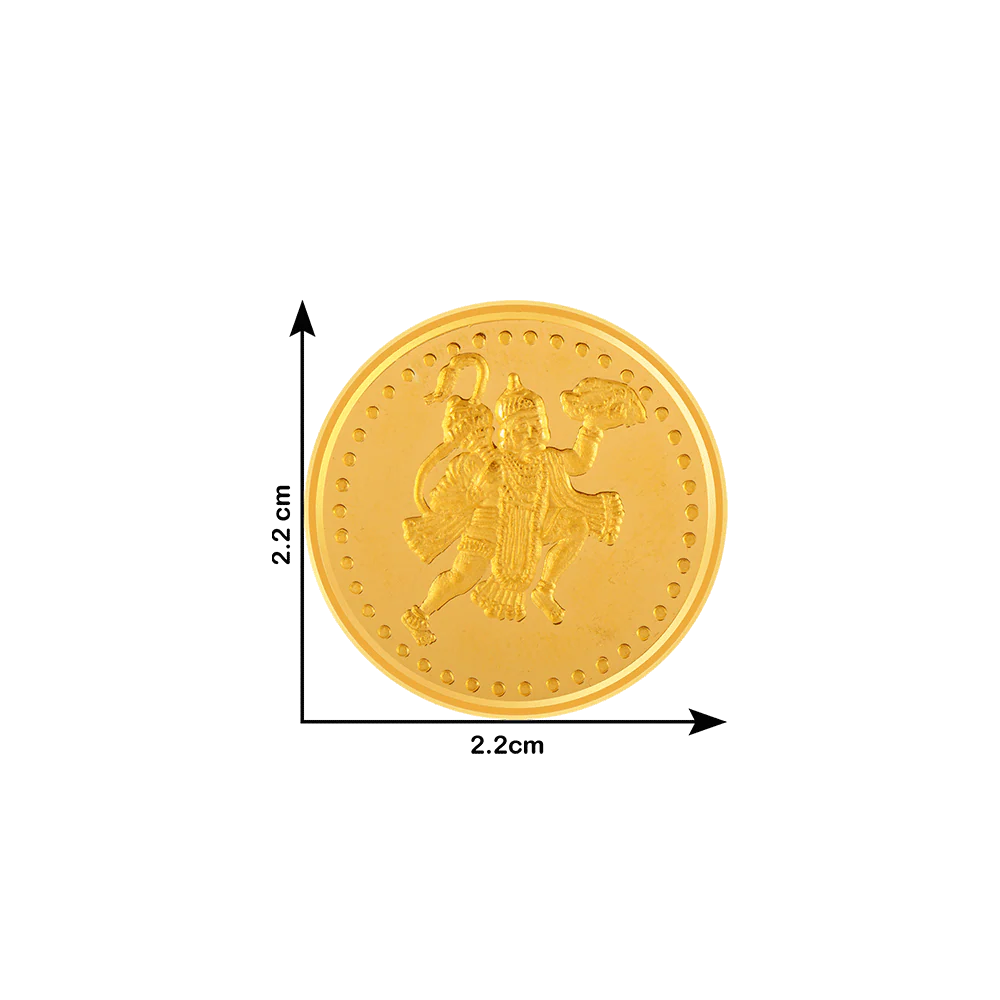 22k (916) 5 Gm Hanuman Yellow Gold Coin - Image 3