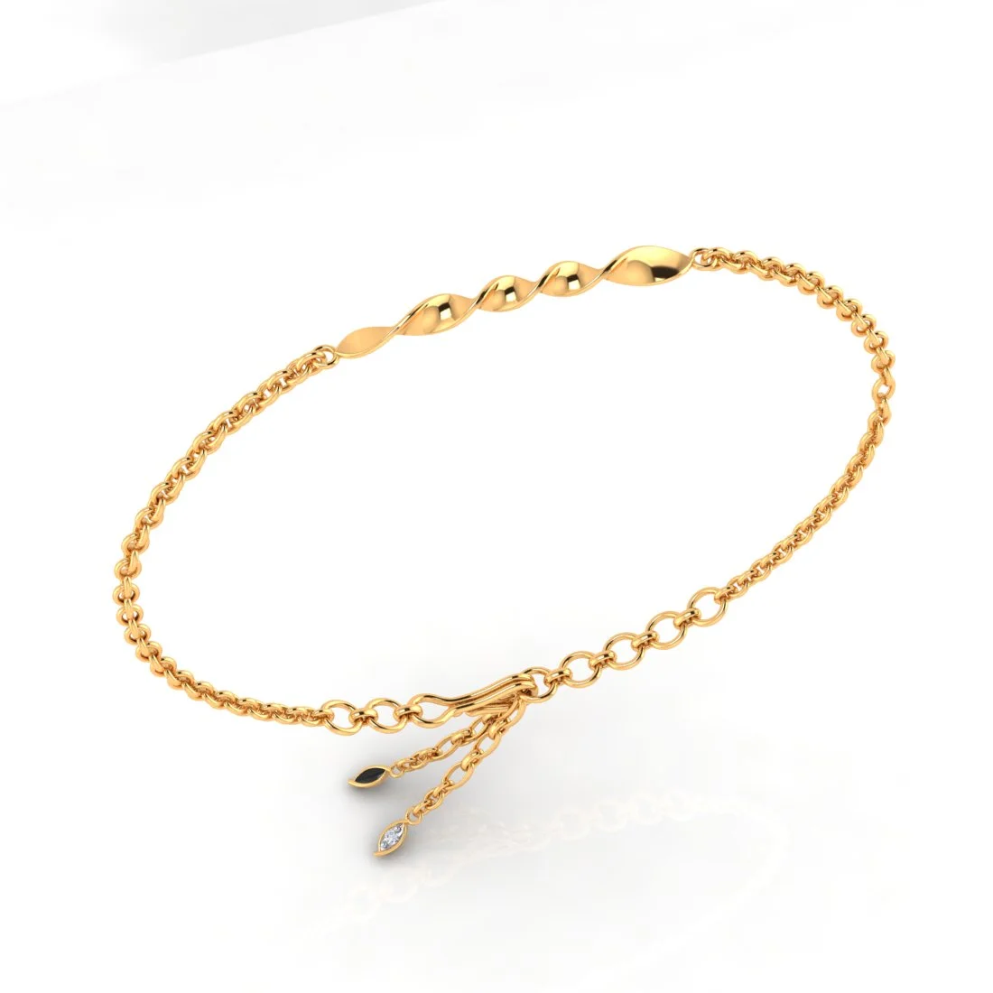 22K (916) Gold Bracelet Twisted Rope Design With Interlinking Chains - Image 3