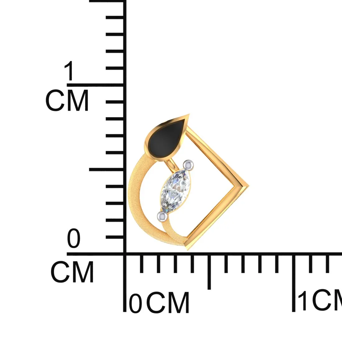 22k (916) Gold Earrings Teardrop Geometric Studs With Black Meena And Embedded Stones - Image 4