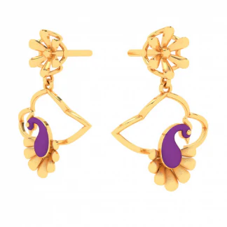 22k Beautiful Earrings With Purple Peacock Design From Mugdhaa Collection - Image 4