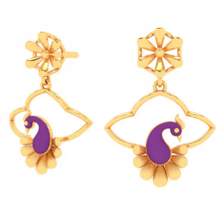 22k Beautiful Earrings With Purple Peacock Design From Mugdhaa Collection - Image 5