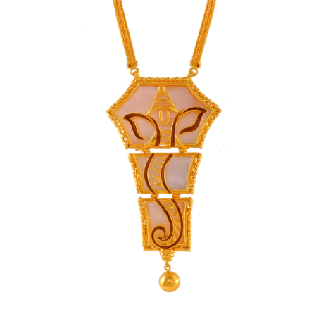 22k Beautiful Gold Necklace With A Divine Motif Of Lord Ganesha - Image 3