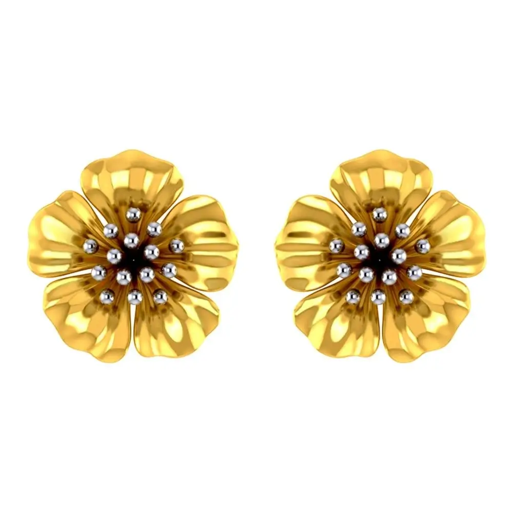22k Beautiful Studs With Gold Petals And Elegant Design