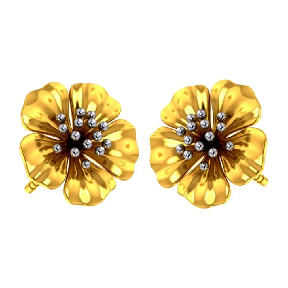 22k Beautiful Studs With Gold Petals And Elegant Design - Image 4