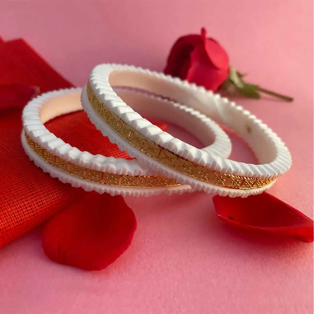 22K Bengali Shakha Bridal Bangles With Intricate Gold Detailing For Women & Girls