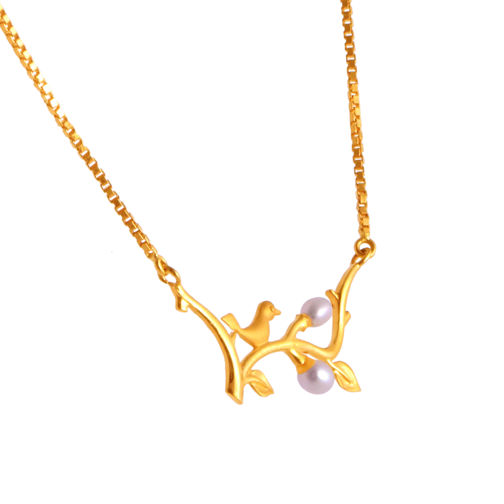 22k Bird Embossed Gold Pendant Design - Image 3
