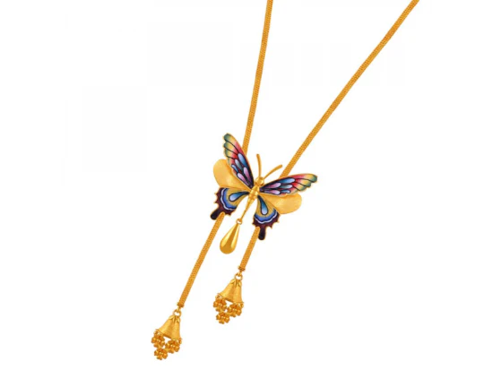 22k Butterfly Hope Pendant Gold Neckpiece - Image 3