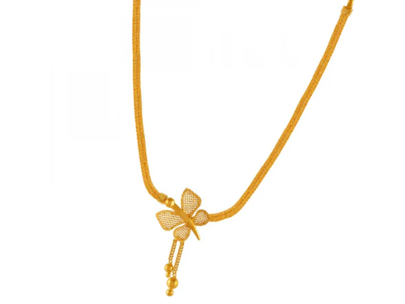 22k Butterfly Jali Work Gold Necklace - Image 3