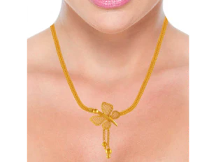 22k Butterfly Jali Work Gold Necklace - Image 4