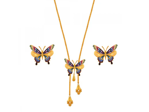 22k Dainty Butterfly Shaped Earrings With A Colourful Touch\
