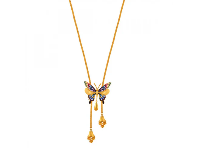 22k Dainty Butterfly Shaped Earrings With A Colourful Touch\ - Image 2