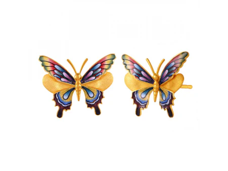 22k Dainty Butterfly Shaped Earrings With A Colourful Touch\ - Image 6