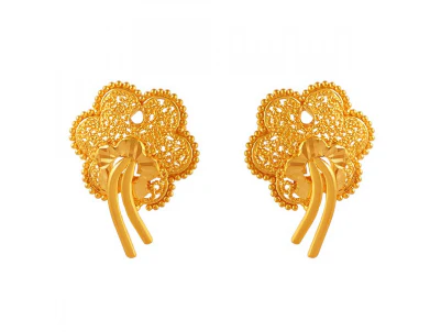 22k Delicate Flower Shape Gold Stud Earrings