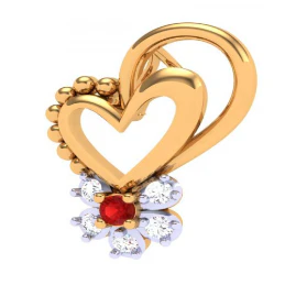 22k Diamond & Red -stone Studded Heart Gold Pendant - Image 2