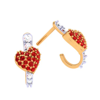 22k Diamond Studded Heart Themed Yellow Gold Earring - Image 3