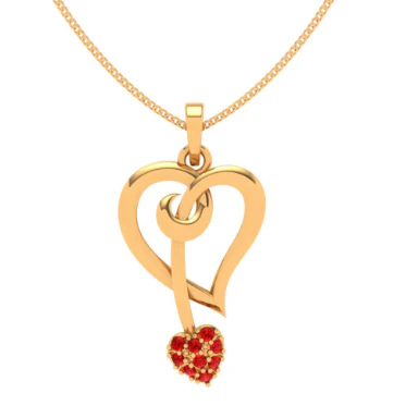 22k Double Heart Themed Gold Locket For Contemporary Look - Image 4