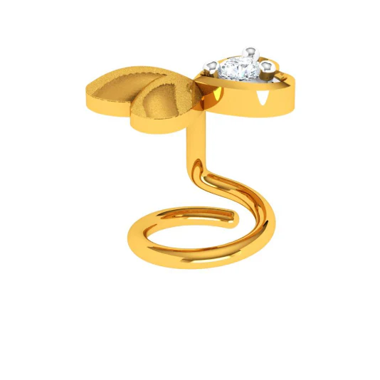 22k Dual Heart-shaped Wired Yellow Gold Nose Ring - Image 7