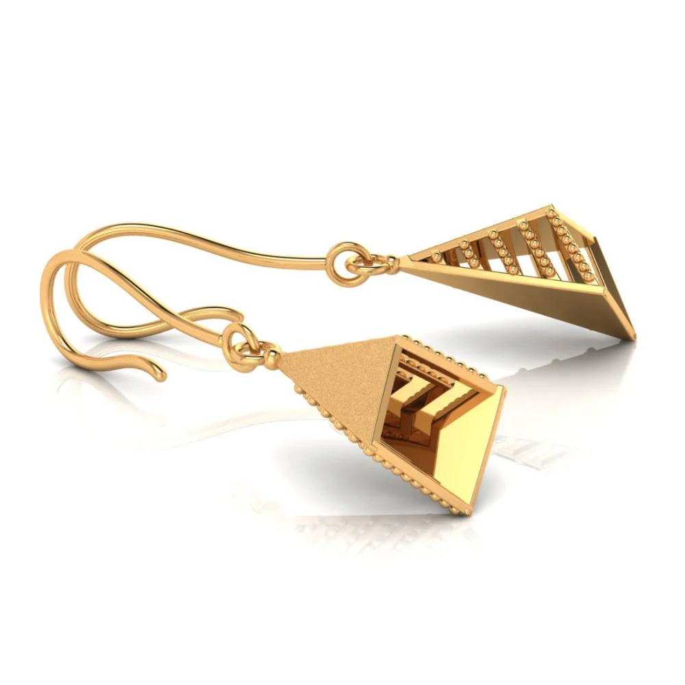 22k Elegant Gold Earrings With A Distinctive Cone Shape - Image 3