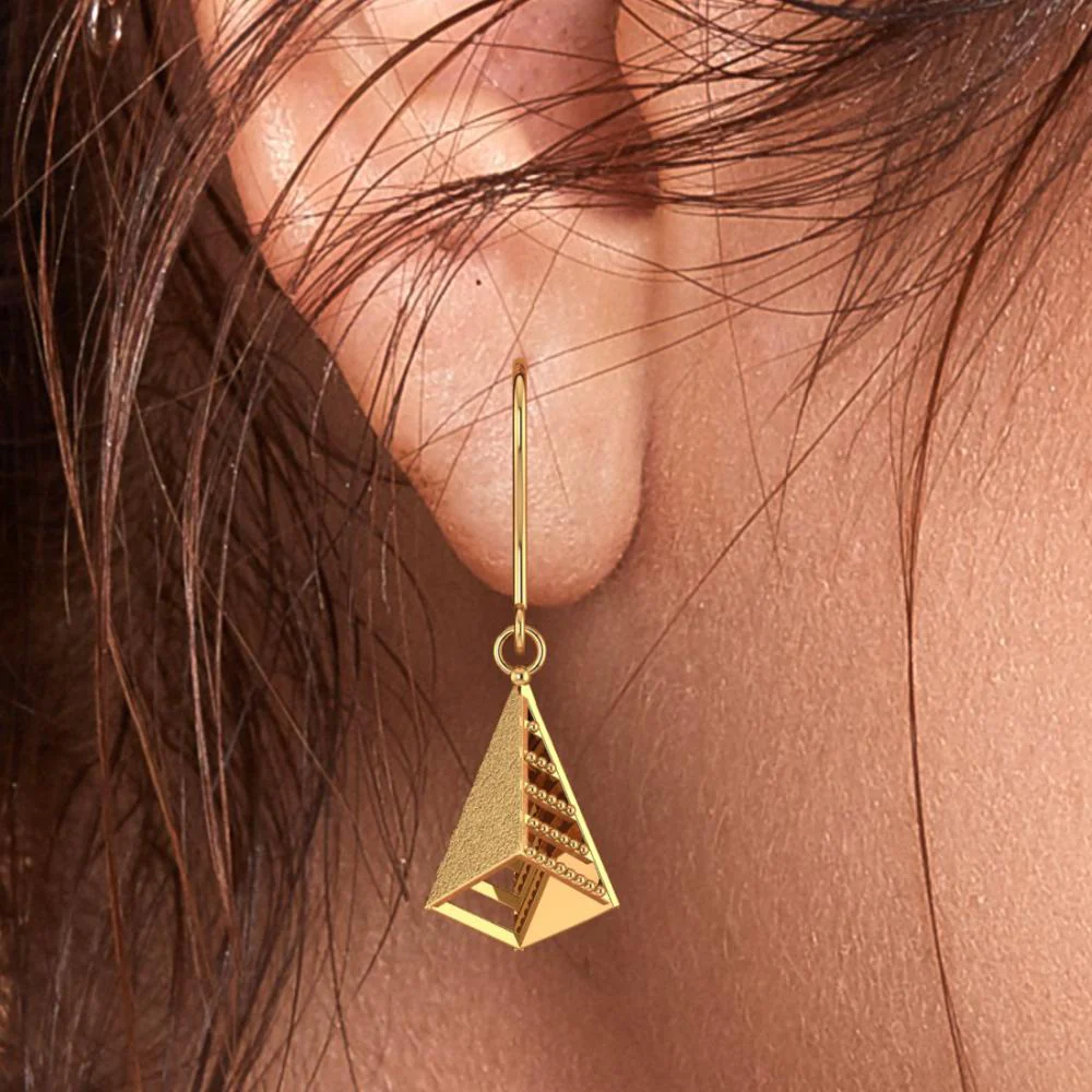 22k Elegant Gold Earrings With A Distinctive Cone Shape - Image 5
