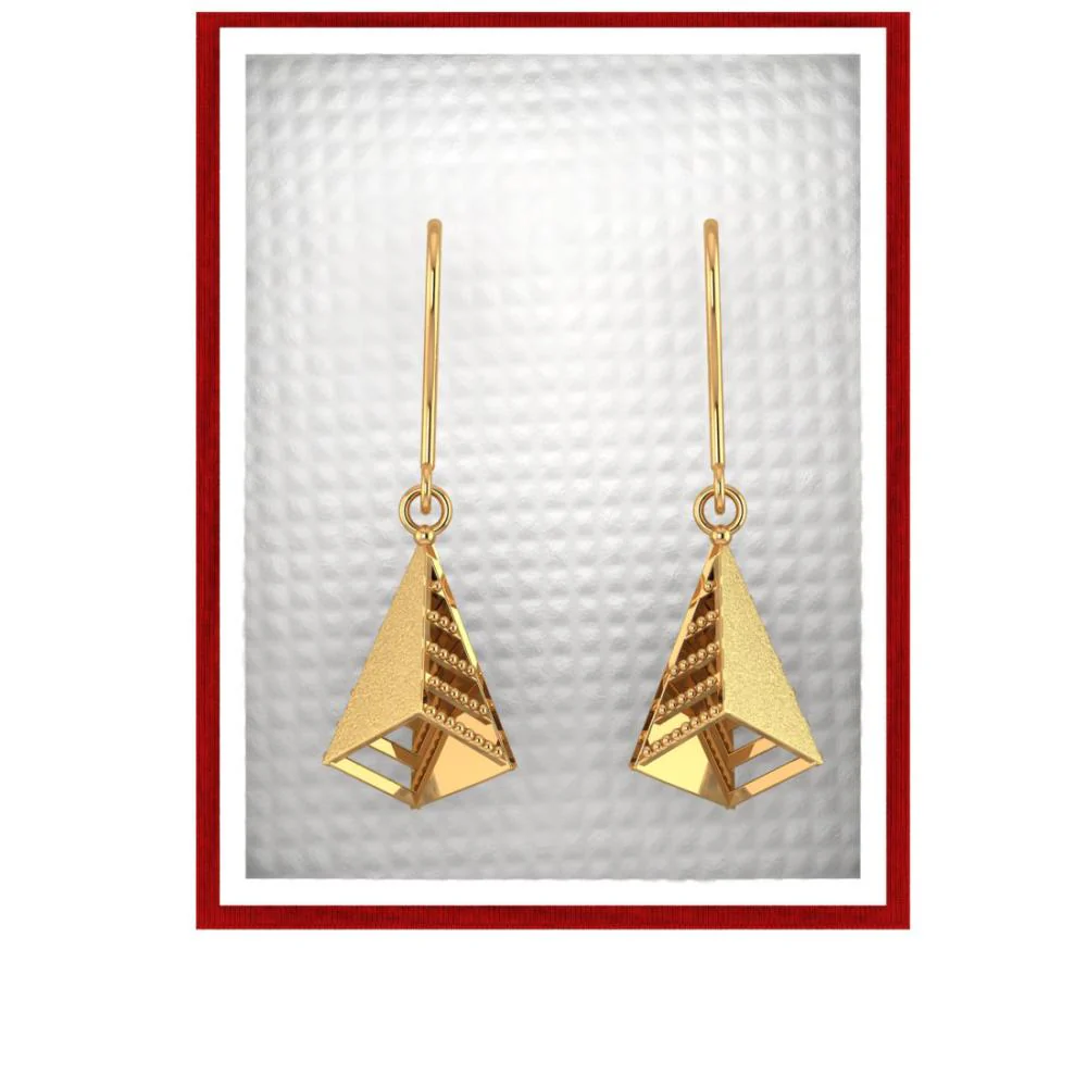 22k Elegant Gold Earrings With A Distinctive Cone Shape - Image 6