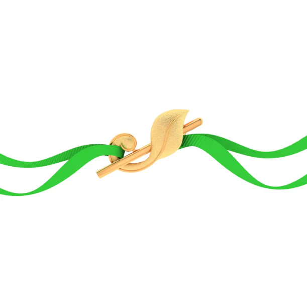 22k Elegant Gold Rakhi With Leafy Detailing - Image 4